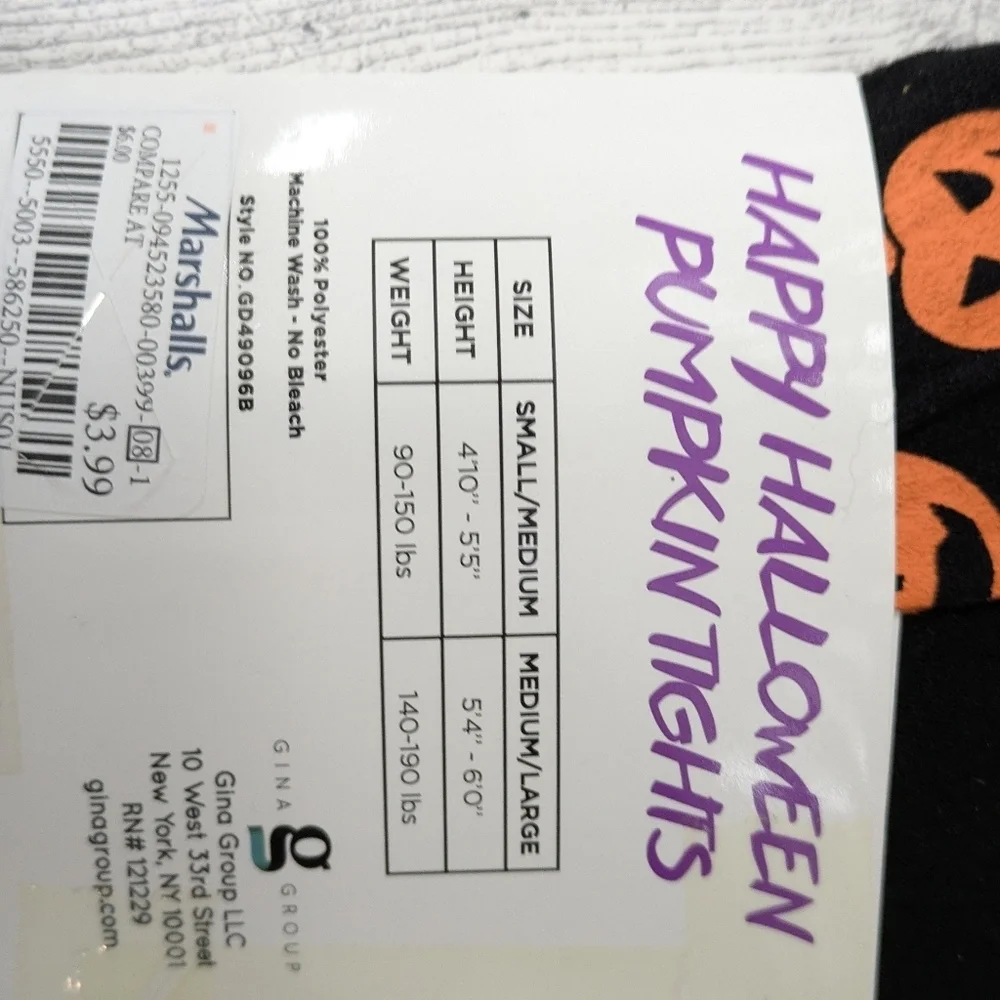 Festive Halloween Pumpkin Tights - Black and Orange